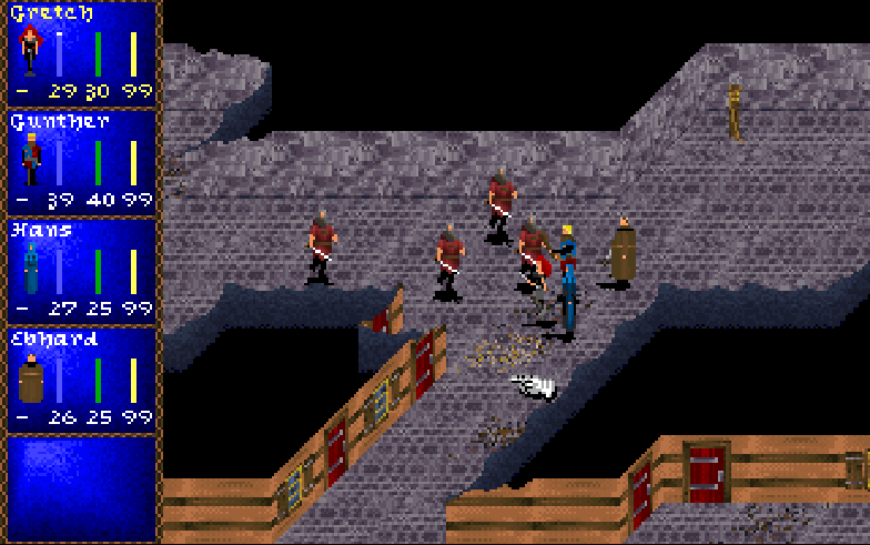 Animated frames of the missed arrow crossing the battlefield towards the east wall